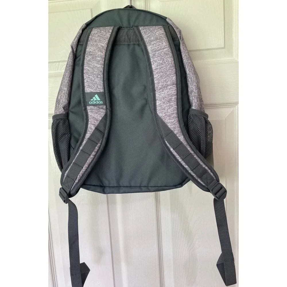 ADIDAS Youth Journal Backpack Gray Aqua NEW Water Resistant Padded School Sporty